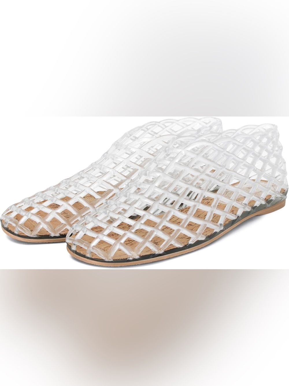 MAIJED Women’s Clear Hollow Jellies Mesh Ballet Slip On Sandals Flats 7 1/2